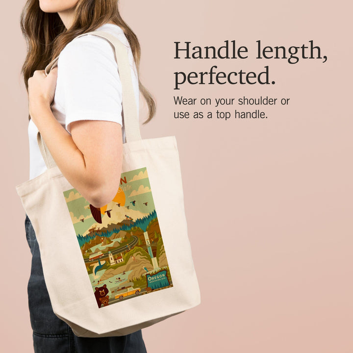 Oregon, The Beaver State, Geometric, Tote Bag Totes Lantern Press 