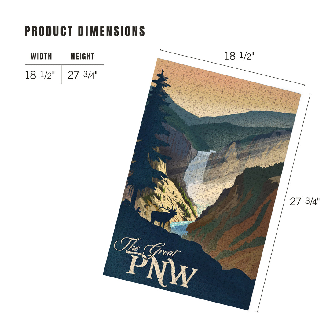 Oregon, The Great PNW, Lithograph, Jigsaw Puzzle Puzzle Lantern Press 