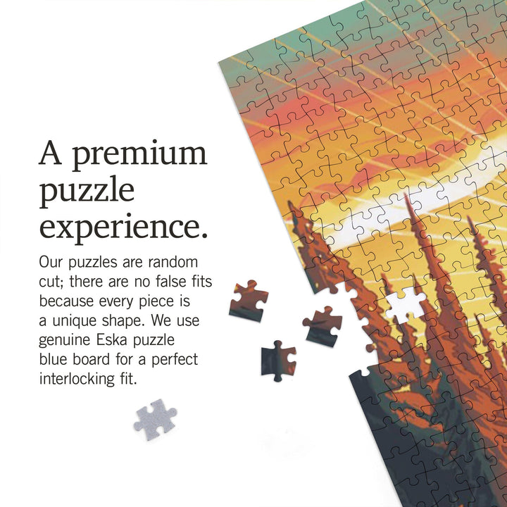 Oregon, This is Living, Fishing with Mountain, Jigsaw Puzzle Puzzle Lantern Press 