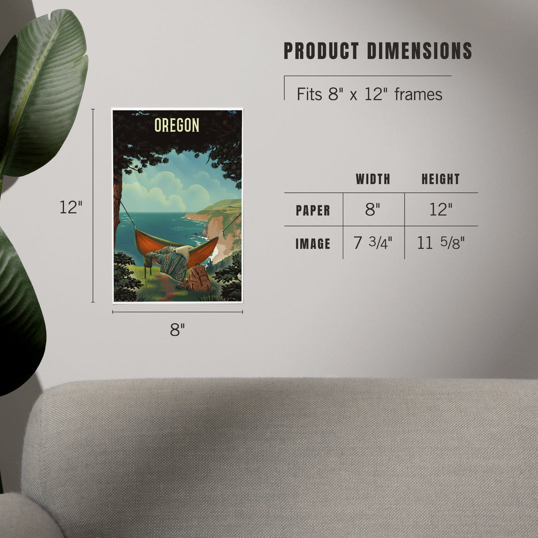 Oregon, Today's Office, Coastal Series, Hammock on Beach, Art & Giclee Prints Art Lantern Press 