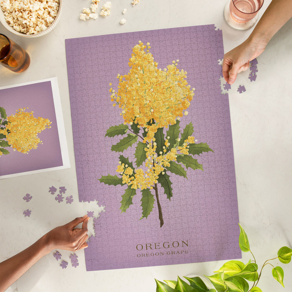 Oregon, Vintage Flora, Oregon Grape, State Series, Jigsaw Puzzle Puzzle Lantern Press 
