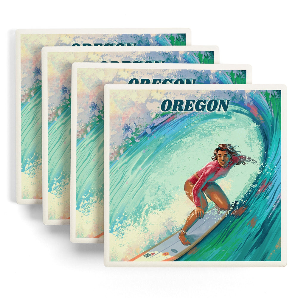 Oregon, Vitamin Sea, Coastal Series, Surfer Girl, Coasters Coasters Lantern Press 