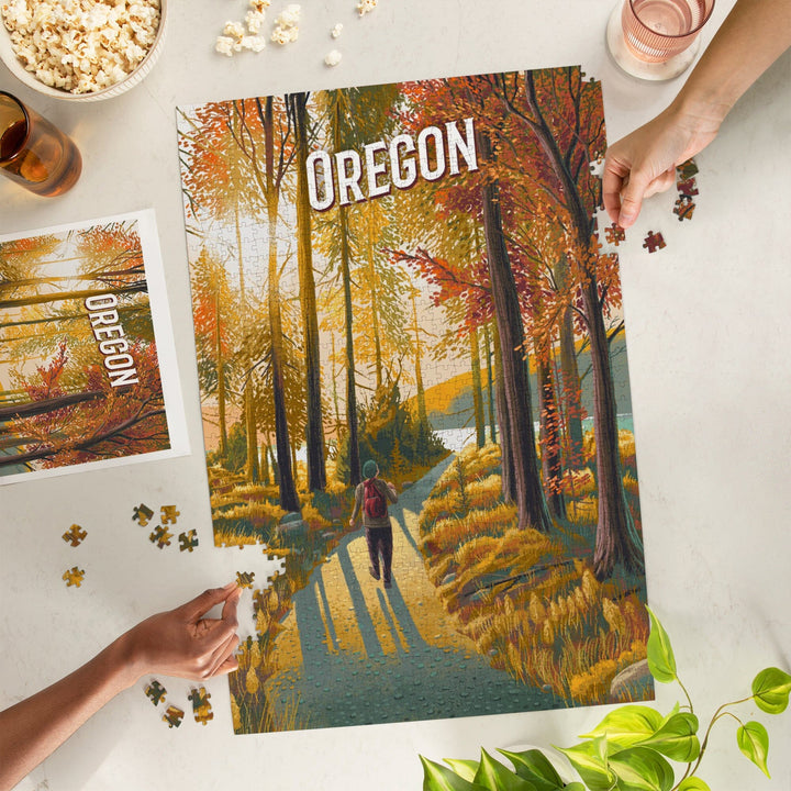 Oregon, Walk in the Woods, Day Hike, Jigsaw Puzzle Puzzle Lantern Press 