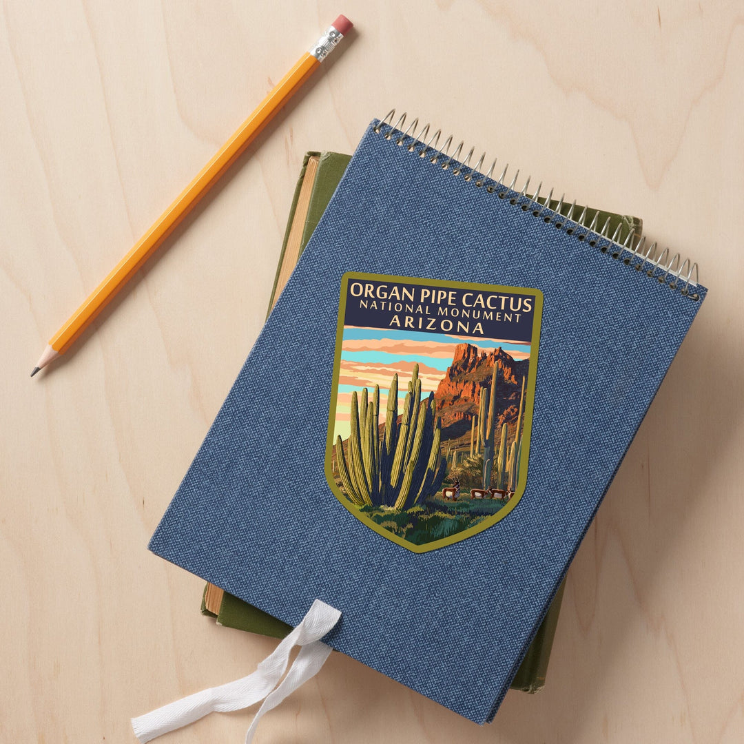 Organ Pipe Cactus National Monument, Arizona, Contour, Lantern Press Artwork, Vinyl Sticker Sticker Lantern Press 