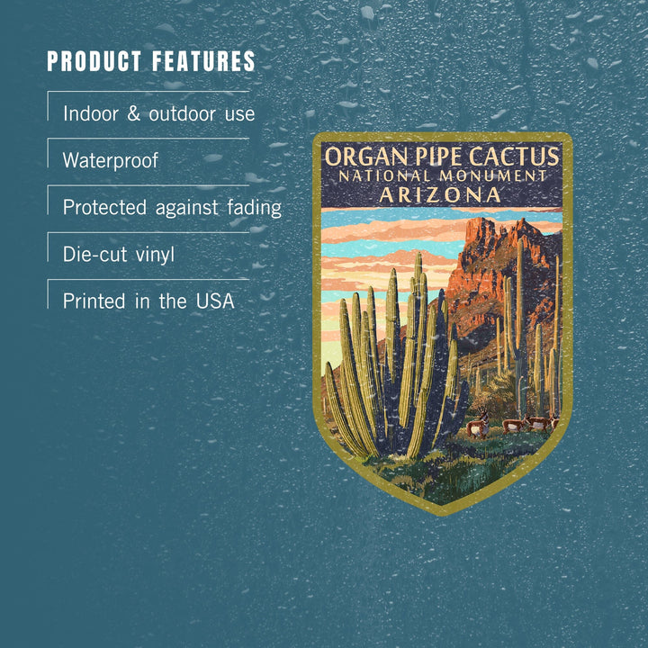 Organ Pipe Cactus National Monument, Arizona, Contour, Lantern Press Artwork, Vinyl Sticker Sticker Lantern Press 