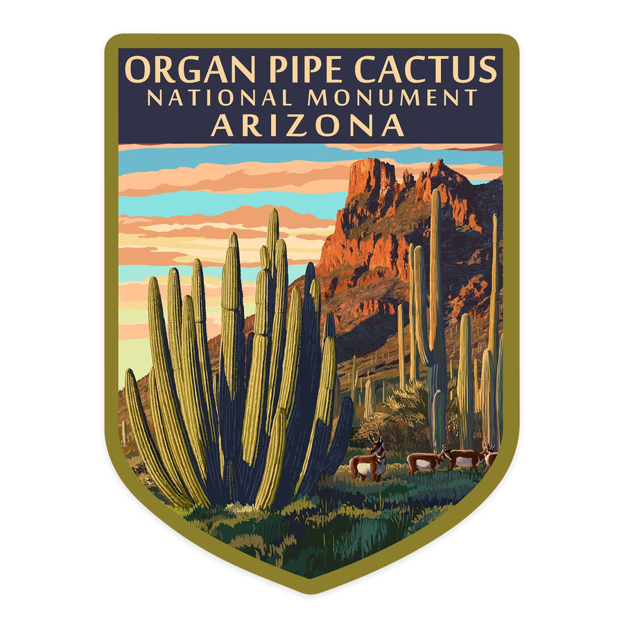 Organ Pipe Cactus National Monument, Arizona, Contour, Lantern Press Artwork, Vinyl Sticker Sticker Lantern Press 