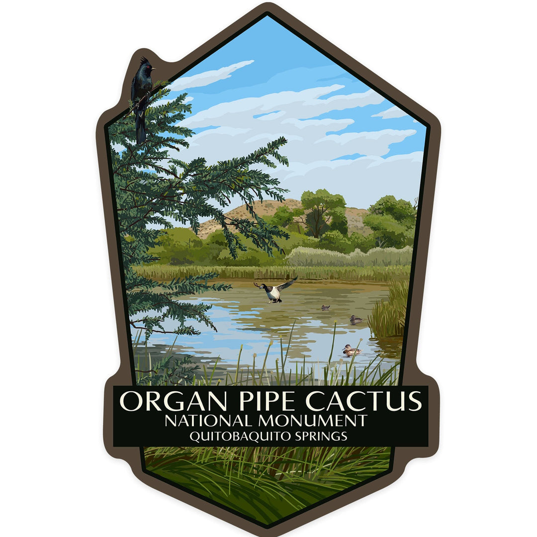 Organ Pipe Cactus National Monument, Arizona, Contour, Vinyl Sticker Sticker Lantern Press 