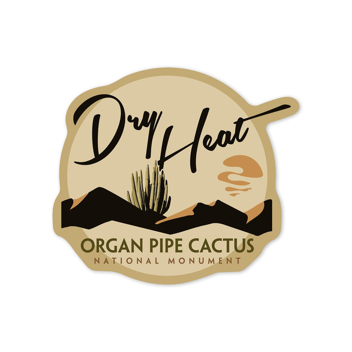 Organ Pipe Cactus National Monument, Arizona, Dry Heat, Vector, Contour, Lantern Press Artwork, Vinyl Sticker Sticker Lantern Press 