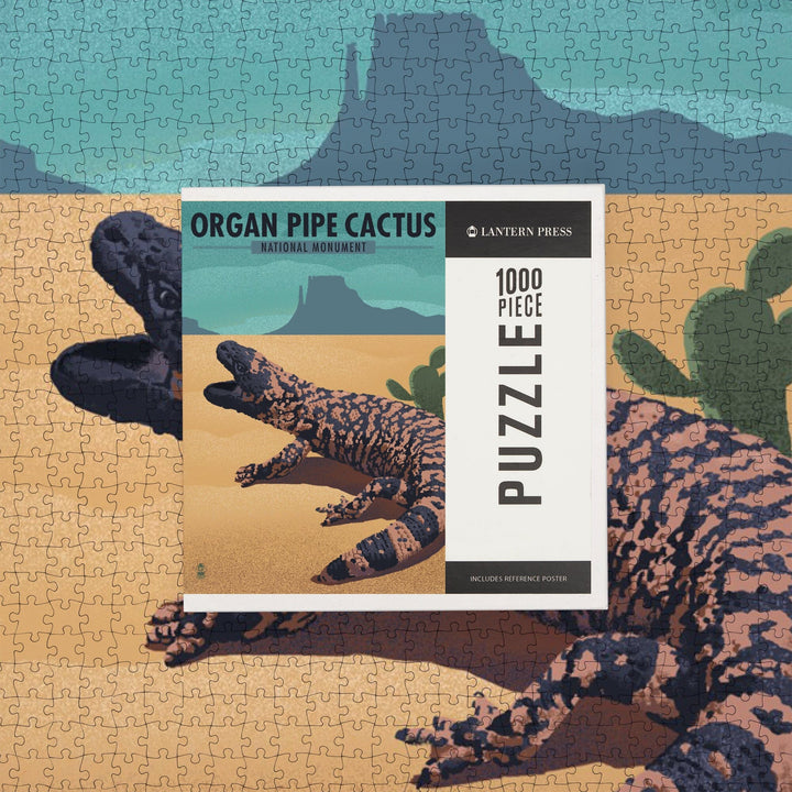 Organ Pipe Cactus National Monument, Arizona, Gila Monster, Lithograph, Jigsaw Puzzle Puzzle Lantern Press 