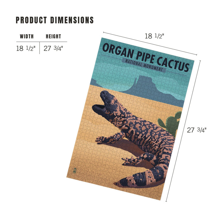 Organ Pipe Cactus National Monument, Arizona, Gila Monster, Lithograph, Jigsaw Puzzle Puzzle Lantern Press 