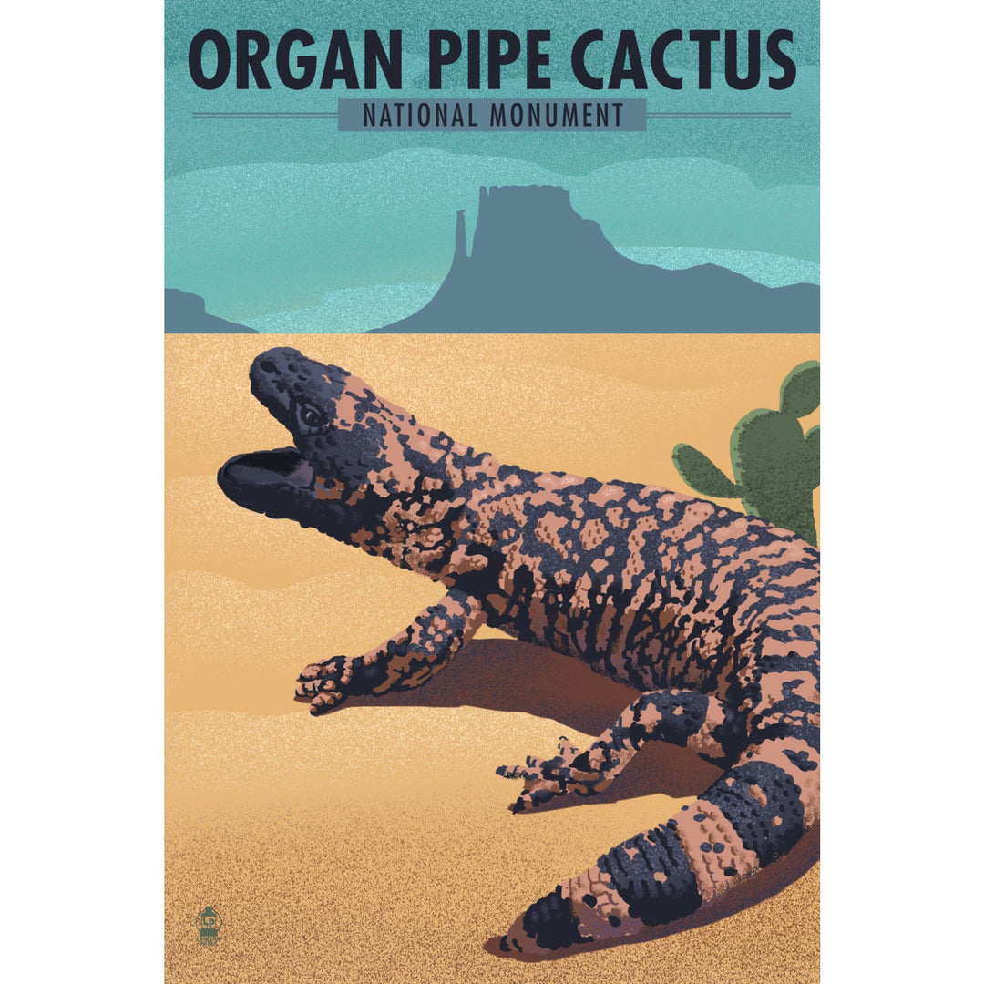 Organ Pipe Cactus National Monument, Arizona, Gila Monster, Lithograph, Stretched Canvas Canvas Lantern Press 