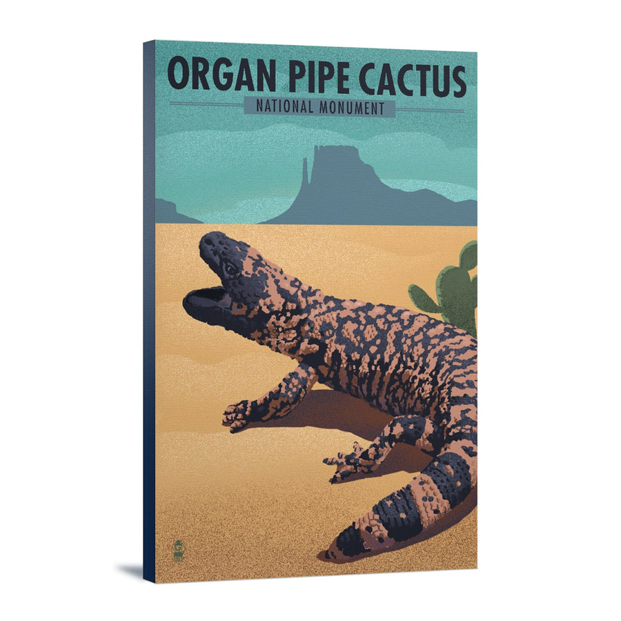 Organ Pipe Cactus National Monument, Arizona, Gila Monster, Lithograph, Stretched Canvas Canvas Lantern Press 