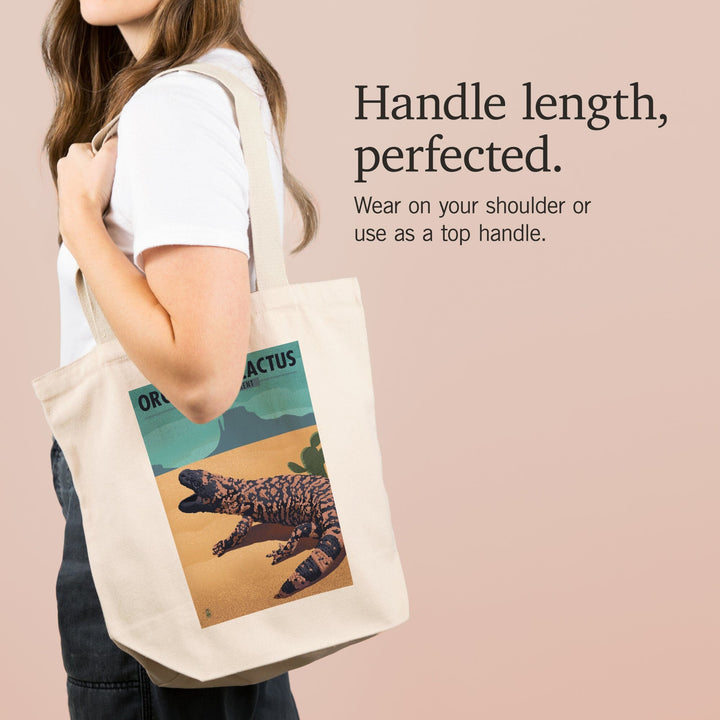 Organ Pipe Cactus National Monument, Arizona, Gila Monster, Lithograph, Tote Bag Totes Lantern Press 