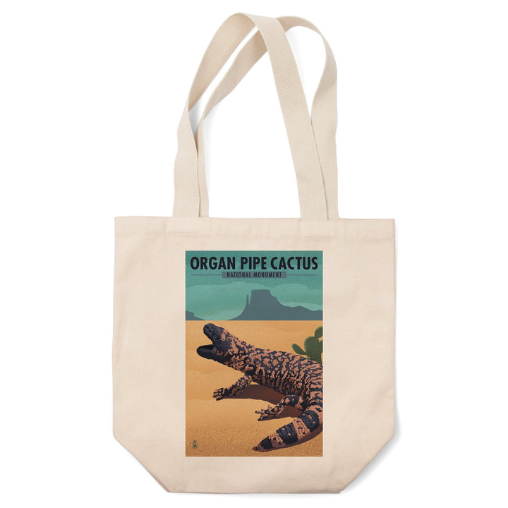 Organ Pipe Cactus National Monument, Arizona, Gila Monster, Lithograph, Tote Bag Totes Lantern Press 