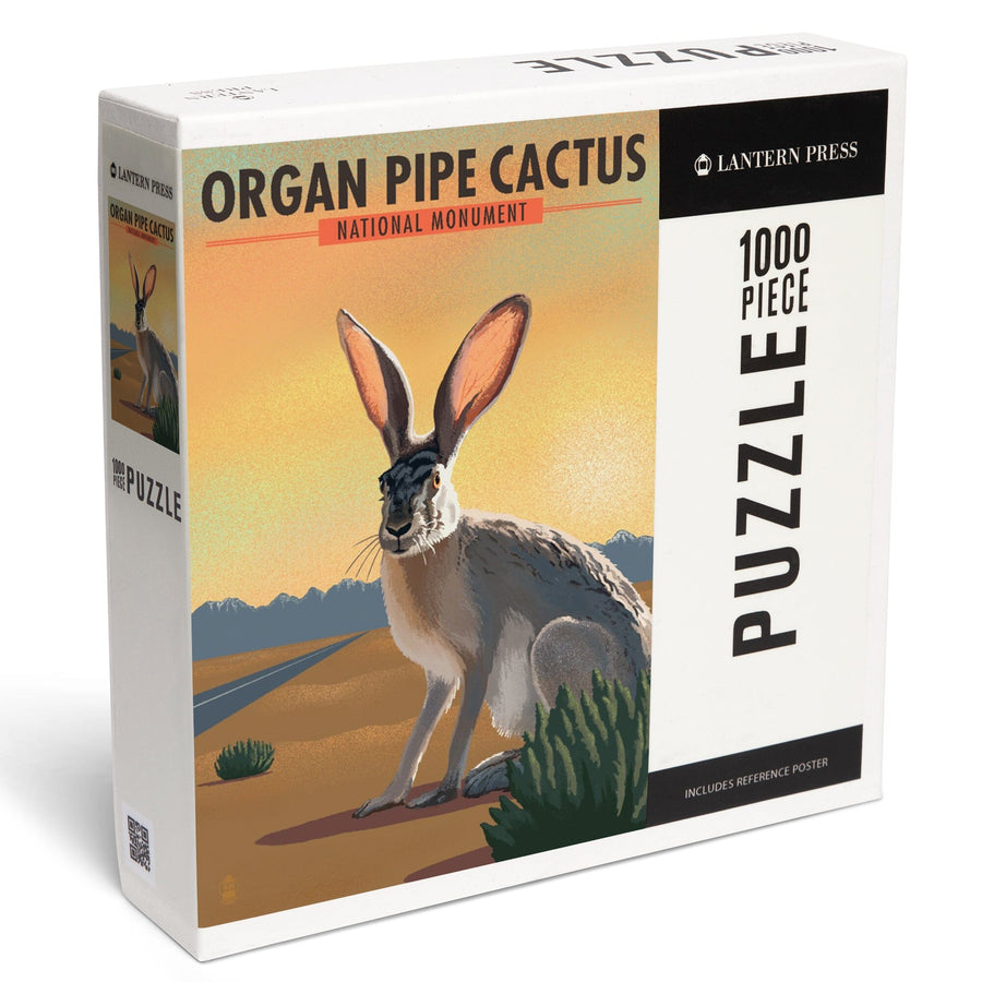Organ Pipe Cactus National Monument, Arizona, Jackrabbit, Lithograph, Jigsaw Puzzle Puzzle Lantern Press 