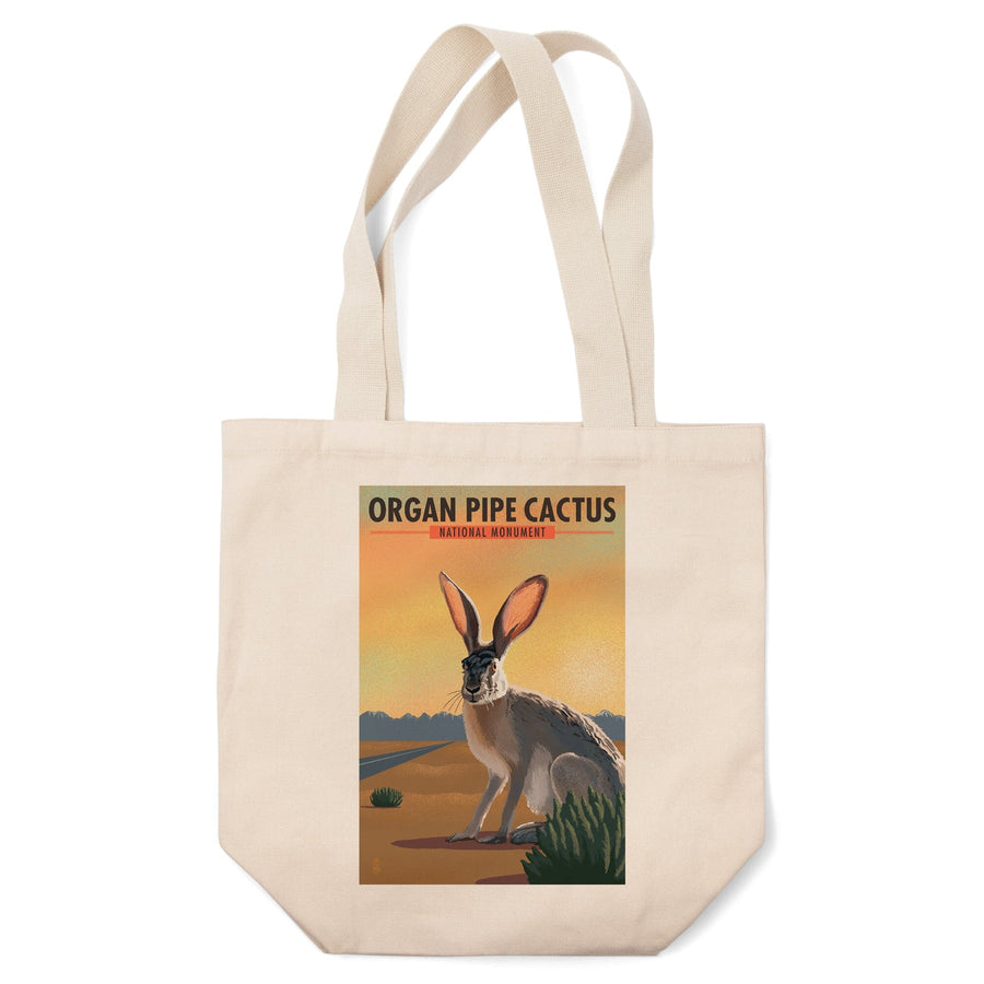 Organ Pipe Cactus National Monument, Arizona, Jackrabbit, Lithograph, Tote Bag Totes Lantern Press 