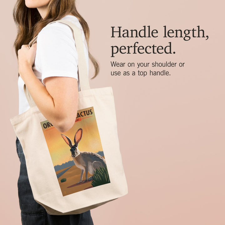 Organ Pipe Cactus National Monument, Arizona, Jackrabbit, Lithograph, Tote Bag Totes Lantern Press 