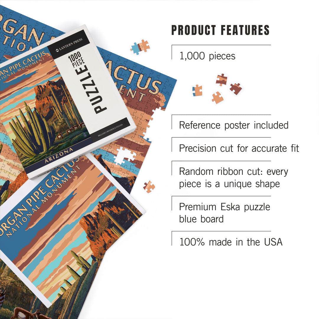 Organ Pipe Cactus National Monument, Arizona, Jigsaw Puzzle Puzzle Lantern Press 