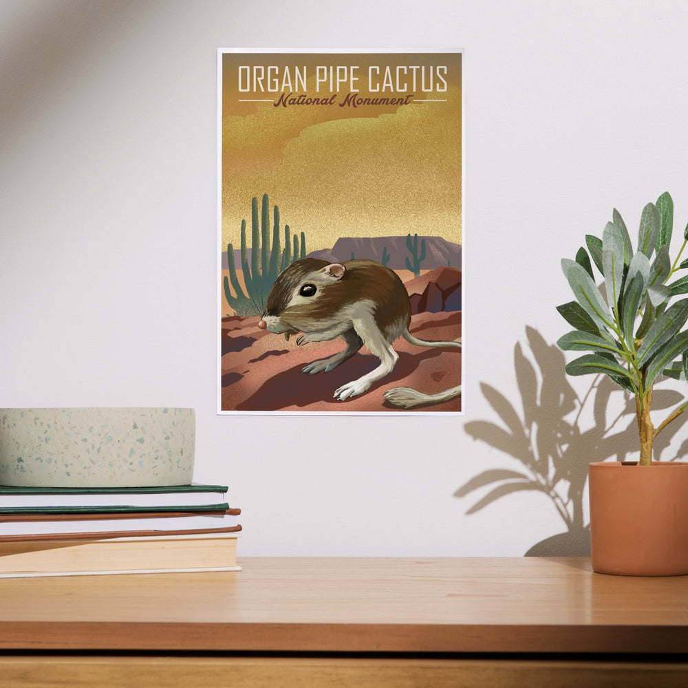 Organ Pipe Cactus National Monument, Arizona, Kangaroo Rat, Lithograph, Art & Giclee Prints Art Lantern Press 