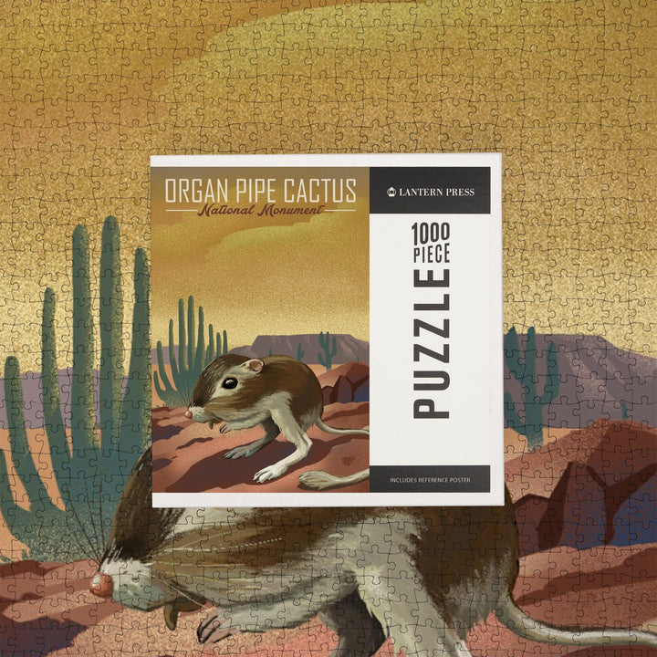 Organ Pipe Cactus National Monument, Arizona, Kangaroo Rat, Lithograph, Jigsaw Puzzle Puzzle Lantern Press 