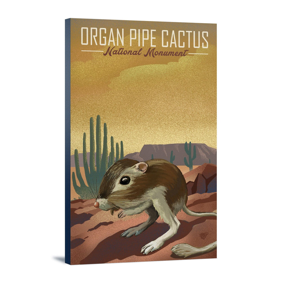 Organ Pipe Cactus National Monument, Arizona, Kangaroo Rat, Lithograph, Stretched Canvas Canvas Lantern Press 