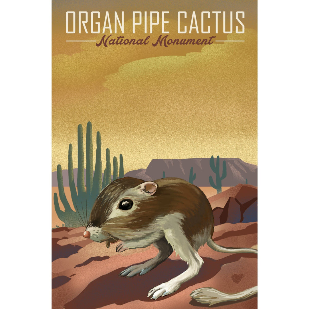 Organ Pipe Cactus National Monument, Arizona, Kangaroo Rat, Lithograph, Stretched Canvas Canvas Lantern Press 