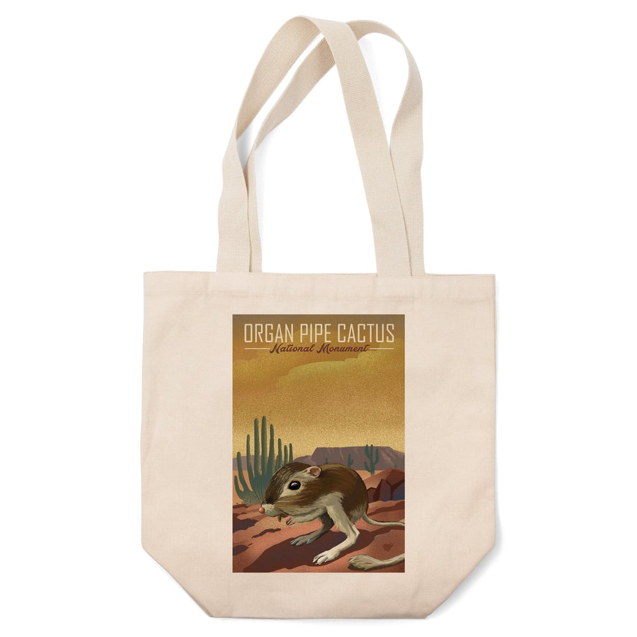 Organ Pipe Cactus National Monument, Arizona, Kangaroo Rat, Lithograph, Tote Bag Totes Lantern Press 