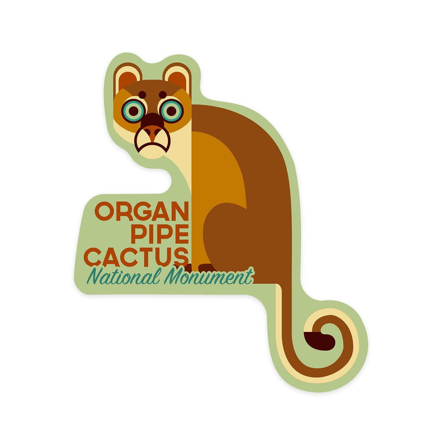 Organ Pipe Cactus National Monument, Arizona, Mountain Lion, Geometric, Contour, Lantern Press Artwork, Vinyl Sticker Sticker Lantern Press 