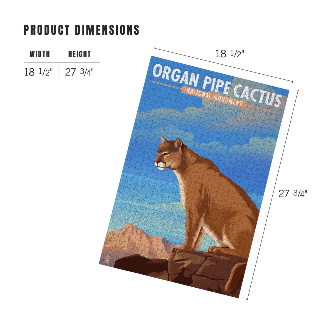Organ Pipe Cactus National Monument, Arizona, Mountain Lion, Lithograph, Jigsaw Puzzle Puzzle Lantern Press 