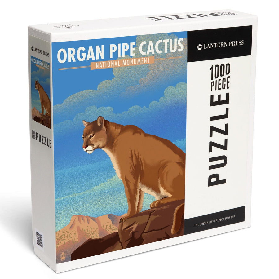 Organ Pipe Cactus National Monument, Arizona, Mountain Lion, Lithograph, Jigsaw Puzzle Puzzle Lantern Press 