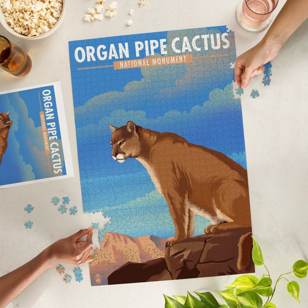 Organ Pipe Cactus National Monument, Arizona, Mountain Lion, Lithograph, Jigsaw Puzzle Puzzle Lantern Press 