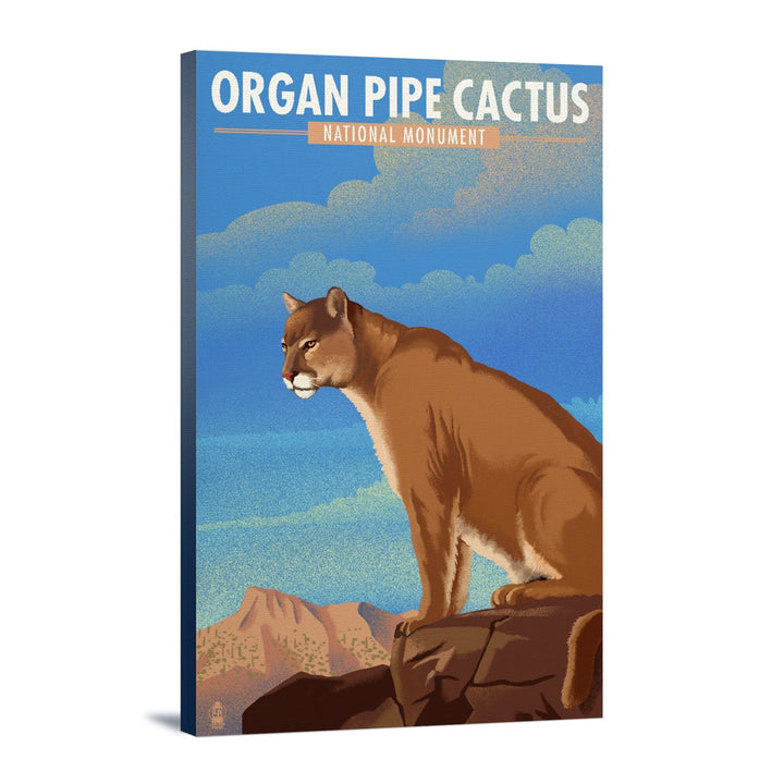 Organ Pipe Cactus National Monument, Arizona, Mountain Lion, Lithograph, Stretched Canvas Canvas Lantern Press 