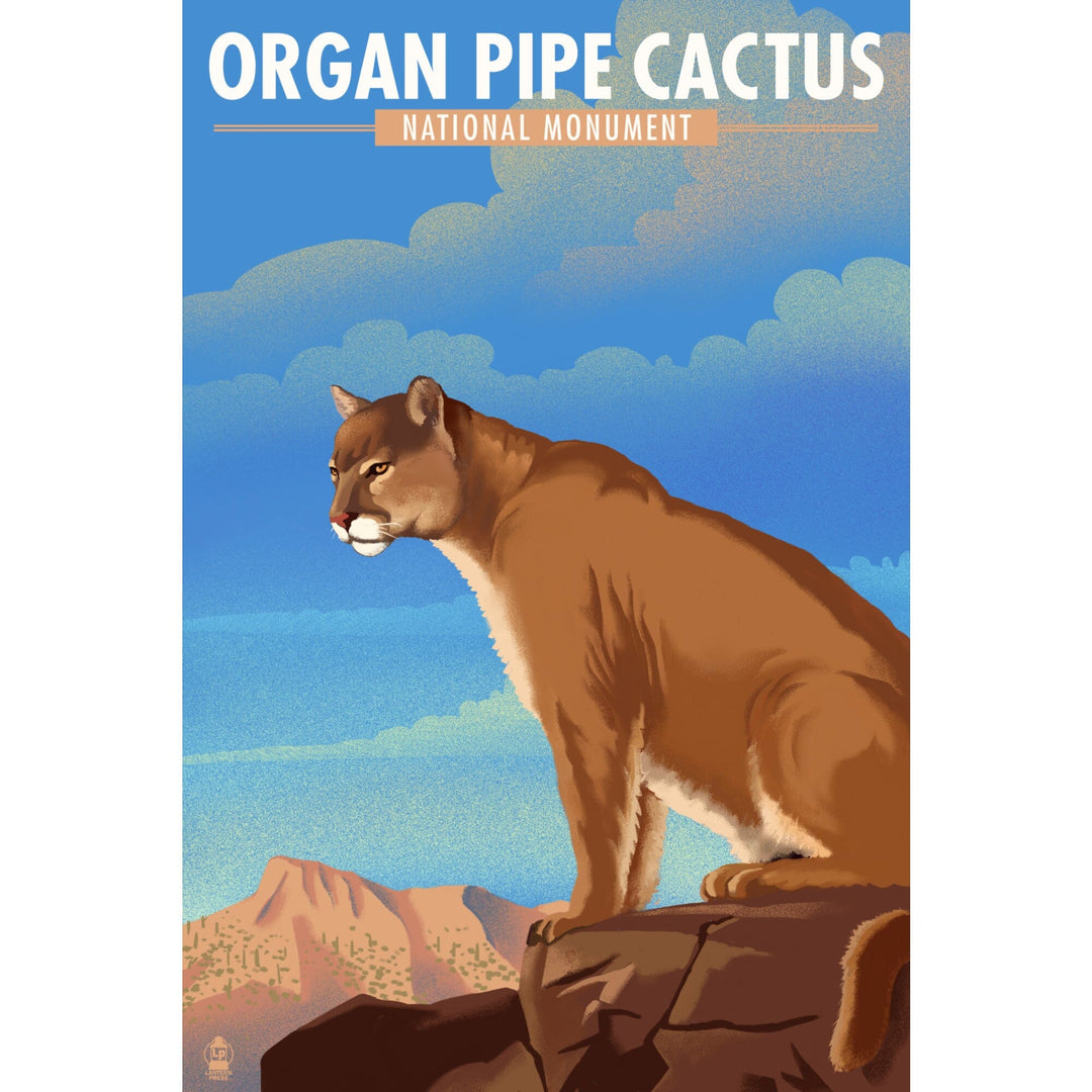 Organ Pipe Cactus National Monument, Arizona, Mountain Lion, Lithograph, Stretched Canvas Canvas Lantern Press 