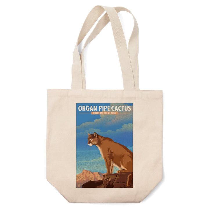 Organ Pipe Cactus National Monument, Arizona, Mountain Lion, Lithograph, Tote Bag Totes Lantern Press 