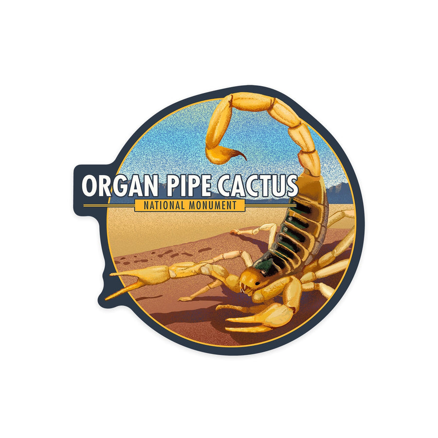 Organ Pipe Cactus National Monument, Arizona, Scorpion, Lithograph, Contour, Vinyl Sticker Sticker Lantern Press 