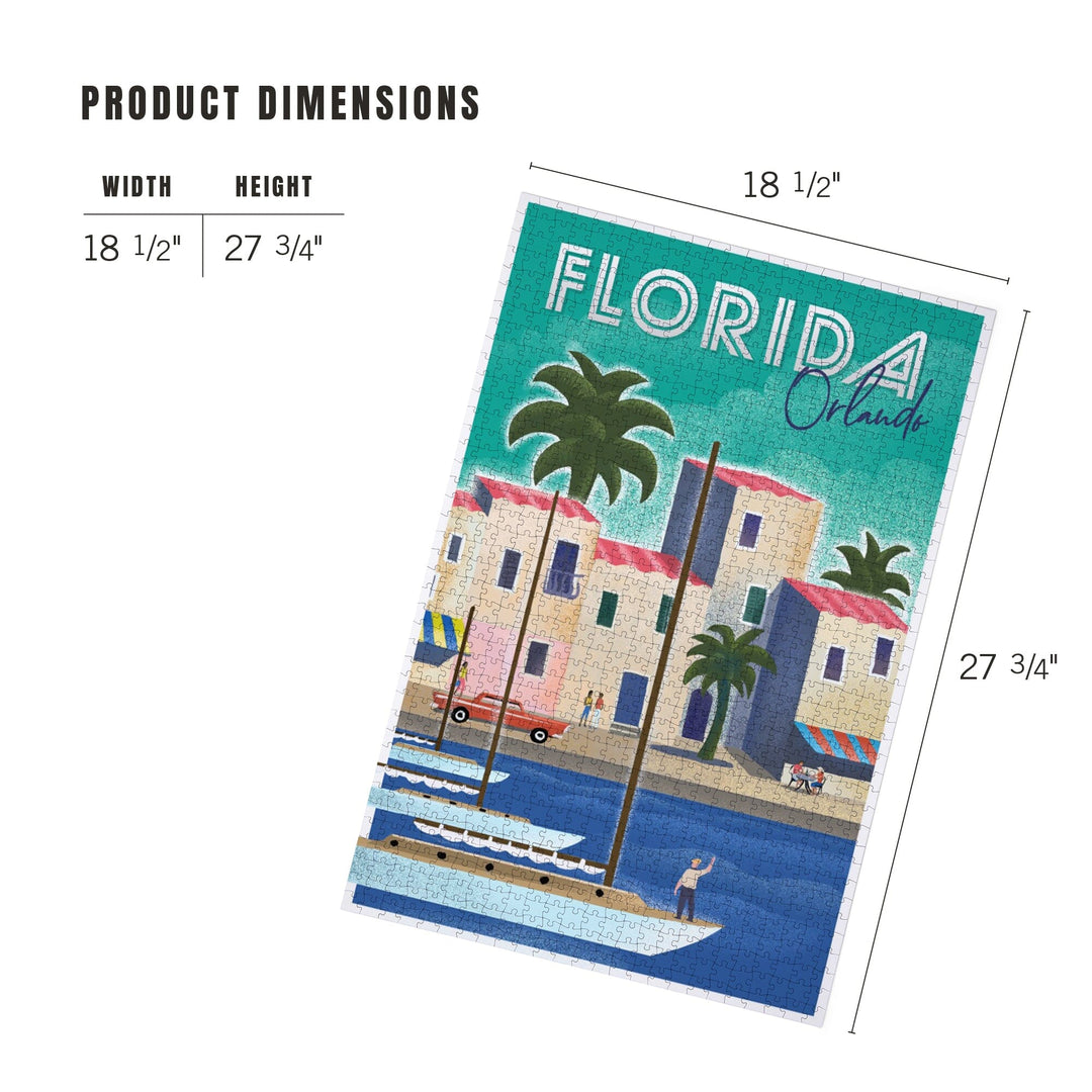 Orlando, Florida, Lithograph, Jigsaw Puzzle Puzzle Lantern Press 