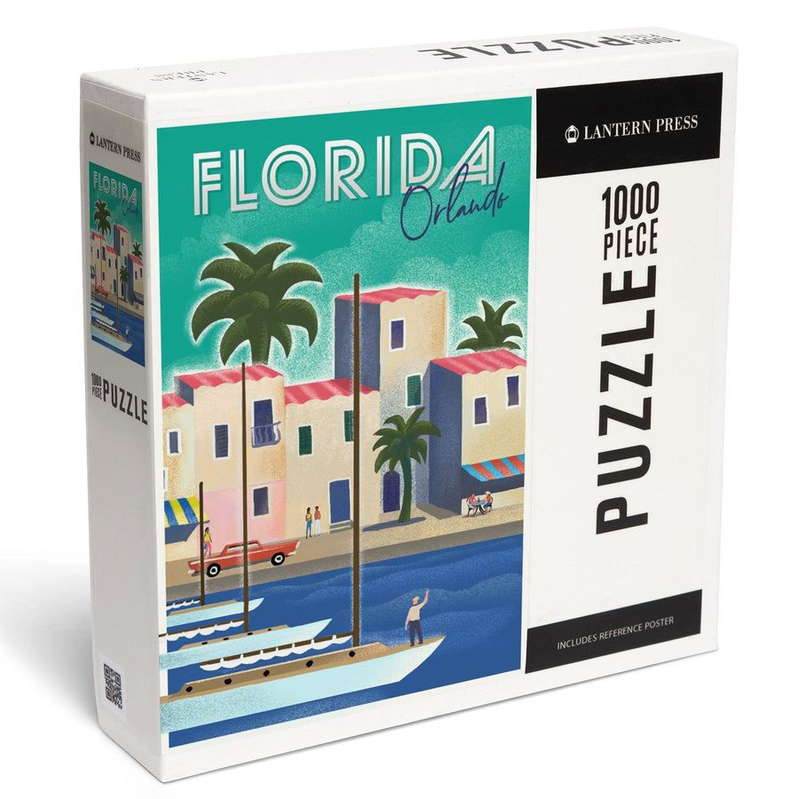 Orlando, Florida, Lithograph, Jigsaw Puzzle Puzzle Lantern Press 