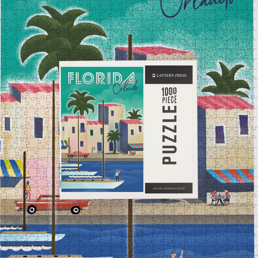 Orlando, Florida, Lithograph, Jigsaw Puzzle Puzzle Lantern Press 