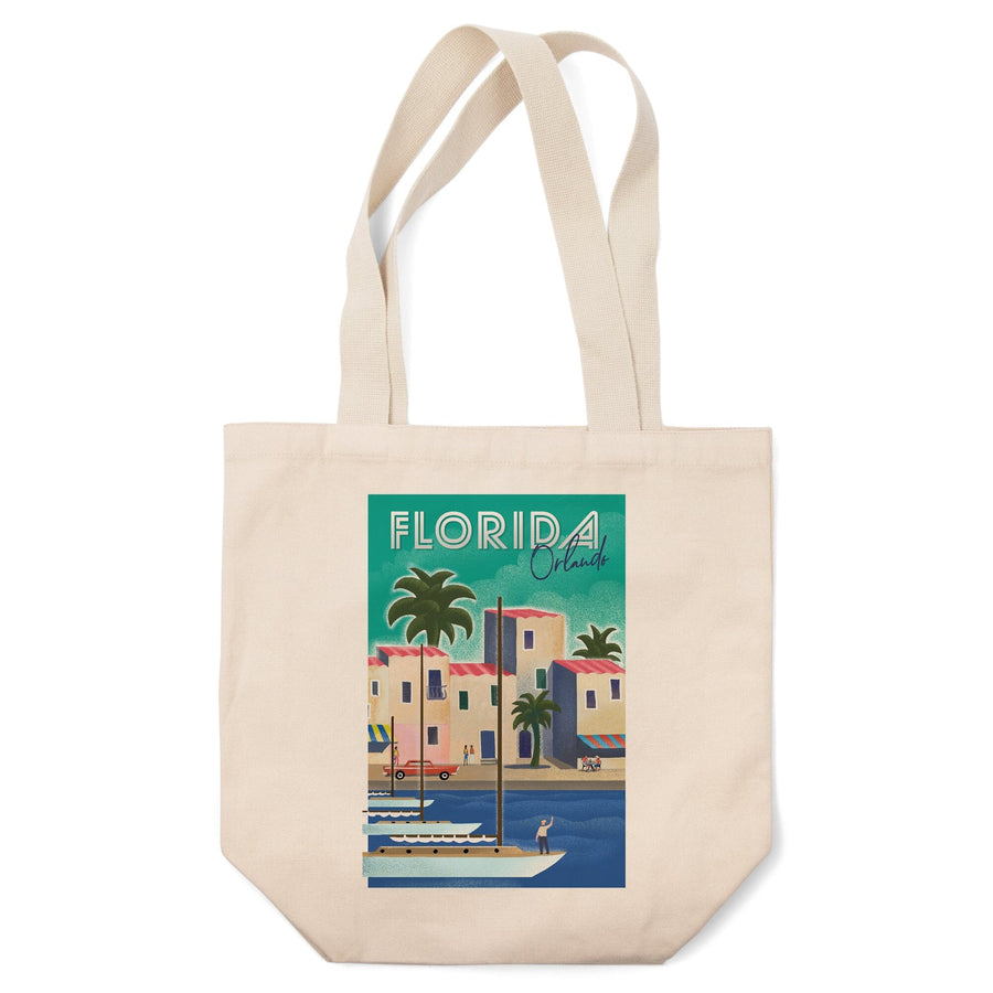 Orlando, Florida, Lithograph, Tote Bag Totes Lantern Press 