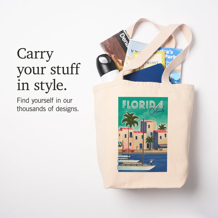 Orlando, Florida, Lithograph, Tote Bag Totes Lantern Press 