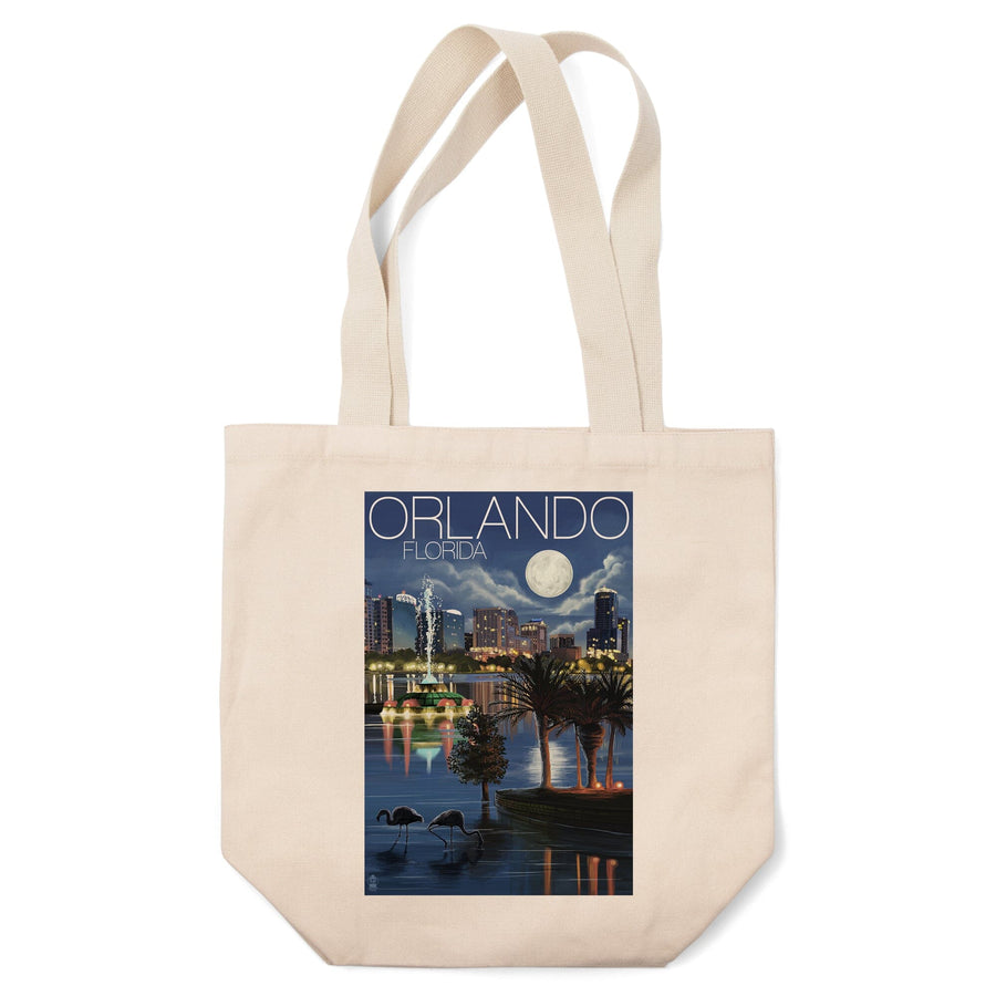 Orlando, Florida, Skyline at Night, Lantern Press Artwork, Tote Bag Totes Lantern Press 