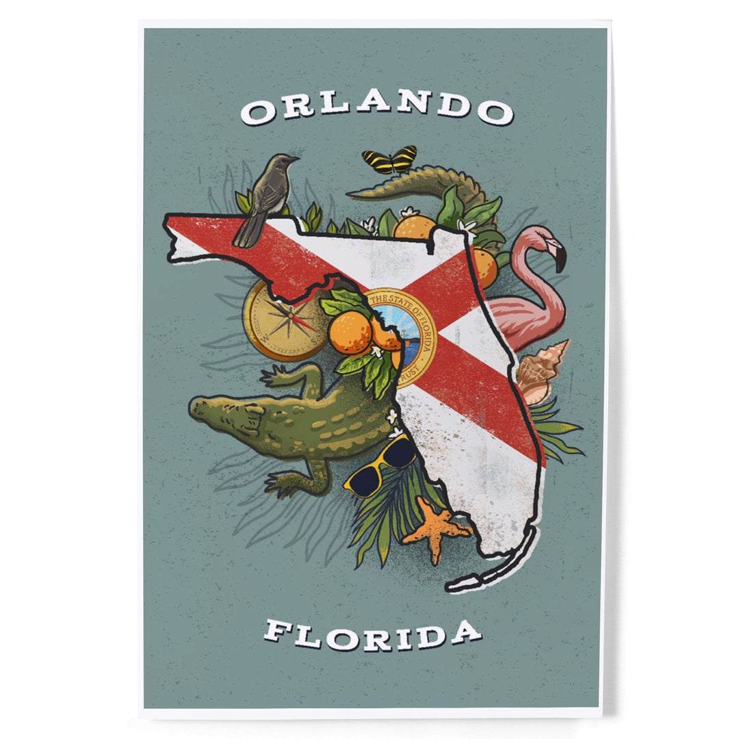 Orlando, Florida, State Treasure Trove, State Series, Art & Giclee Prints Art Lantern Press 