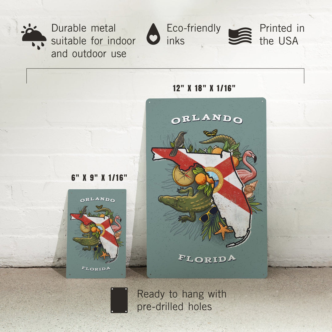 Orlando, Florida, State Treasure Trove, State Series, Metal Signs Metal Lantern Press 
