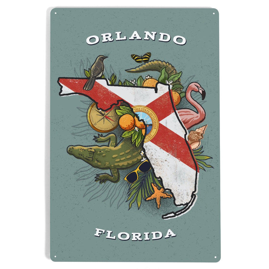 Orlando, Florida, State Treasure Trove, State Series, Metal Signs Metal Lantern Press 