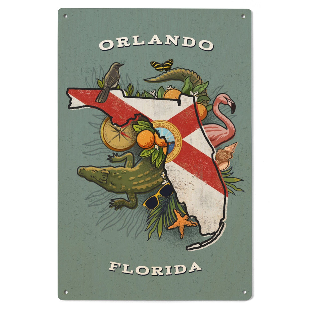 Orlando, Florida, State Treasure Trove, State Series, Wood Signs and Postcards Wood Lantern Press 