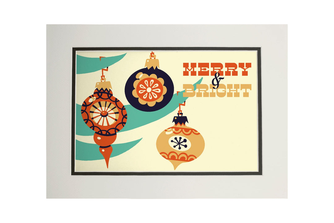 Ornament, Retro Christmas, Art & Giclee Prints Art Lantern Press 11 x 14 Matted Art Print 