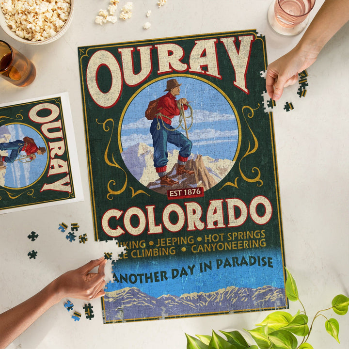 Ouray, Colorado, Vintage Sign, Jigsaw Puzzle Puzzle Lantern Press 