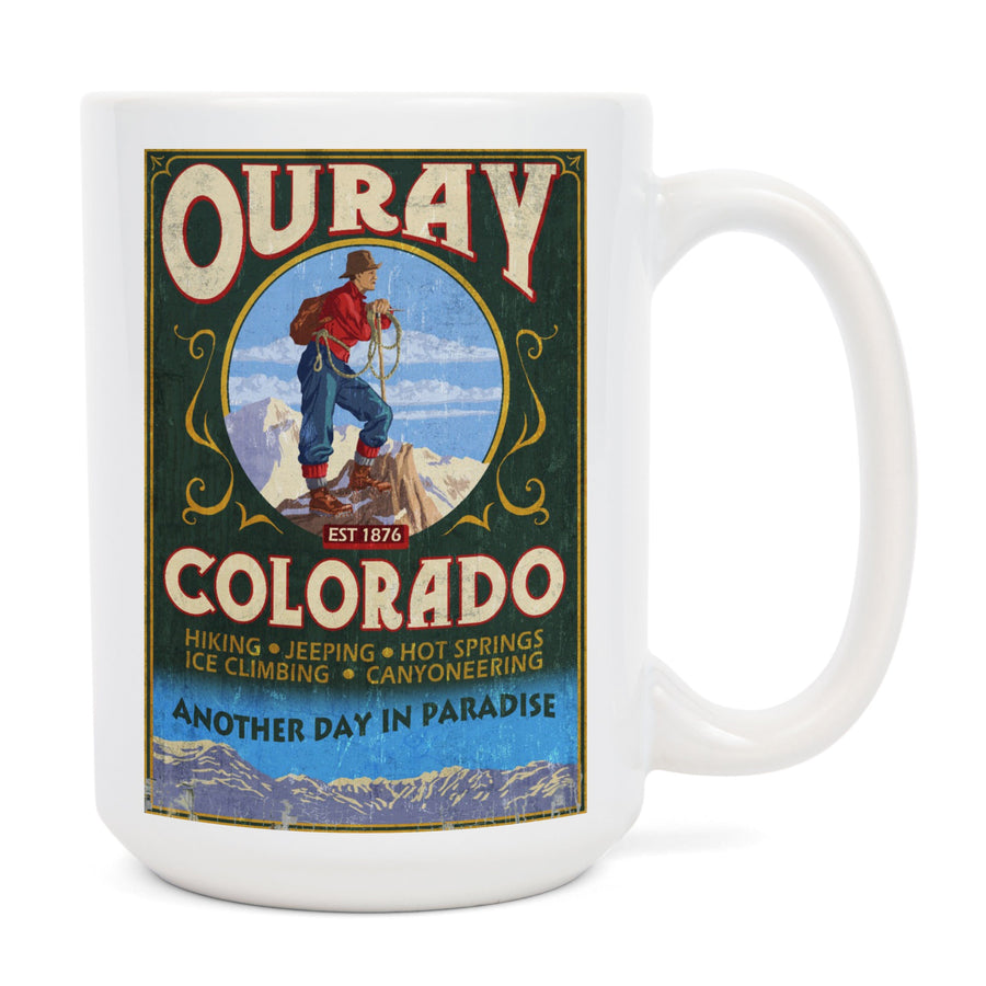 Ouray, Colorado, Vintage Sign, Lantern Press Artwork, Ceramic Mug Mugs Lantern Press 