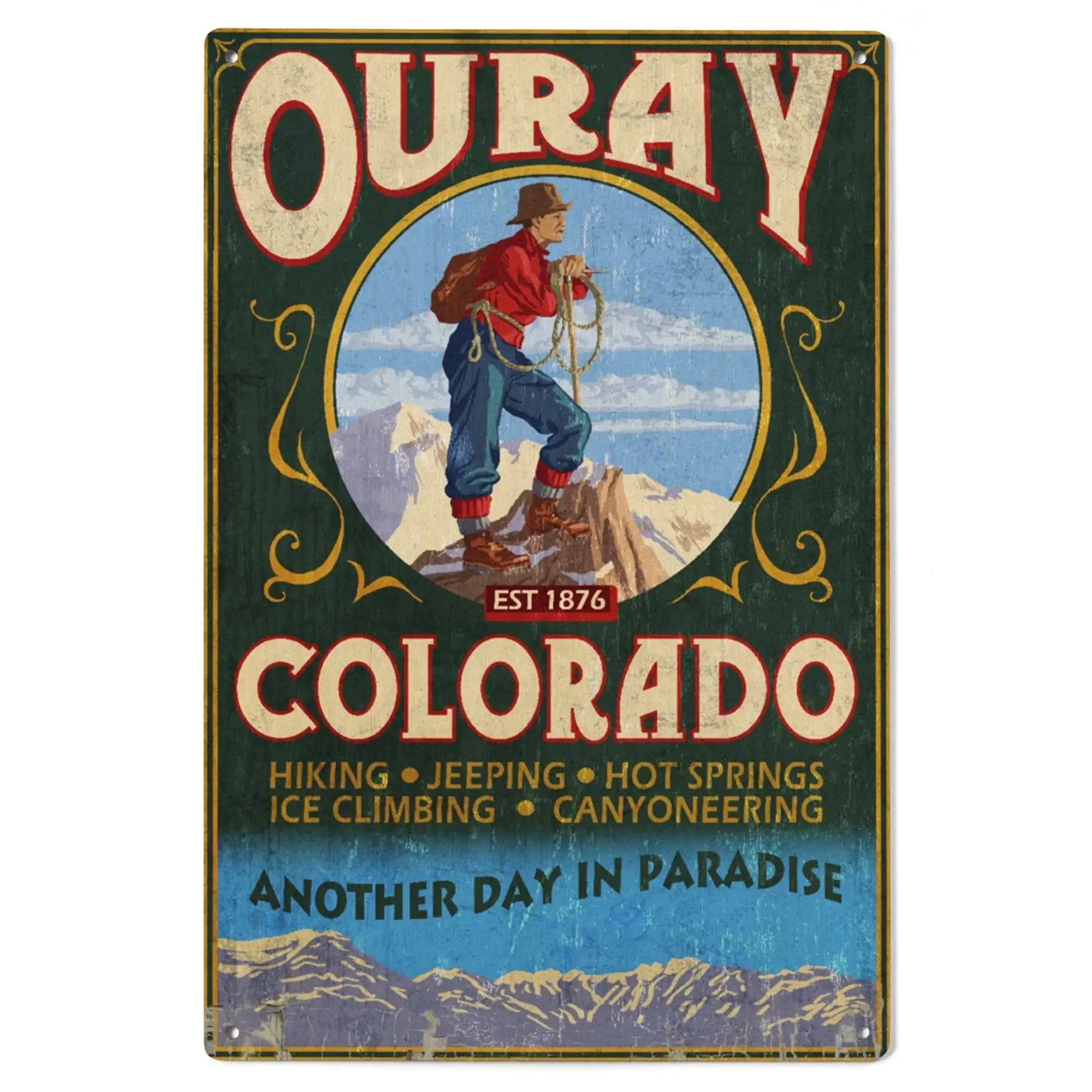 Ouray, Colorado, Vintage Sign, Lantern Press Artwork wood signs