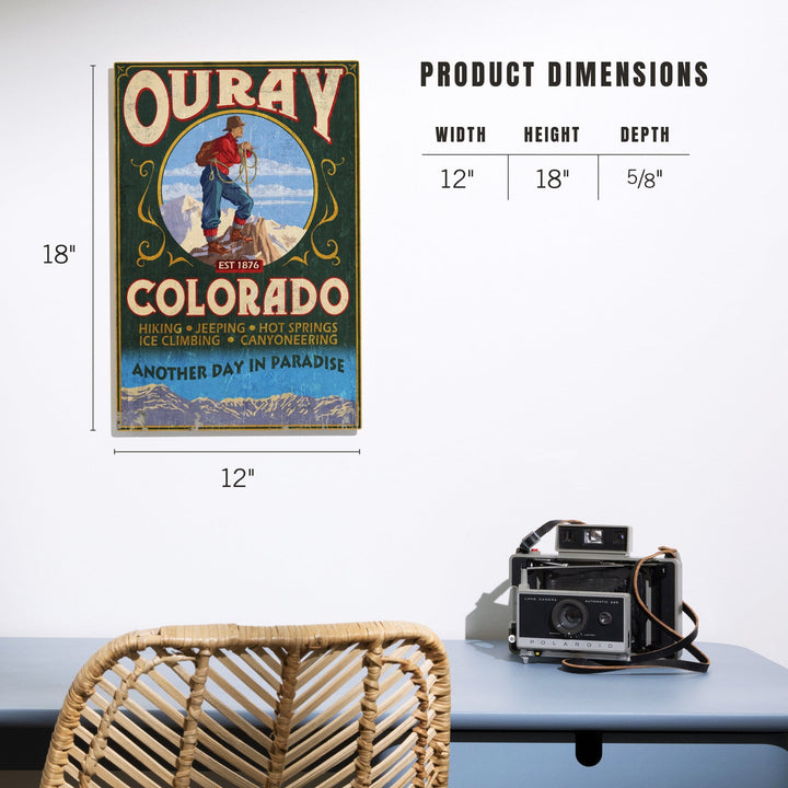 Ouray, Colorado, Vintage Sign, Lantern Press Artwork, Wood Signs and Postcards Wood Lantern Press 